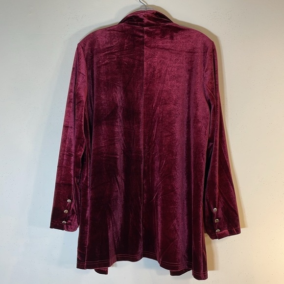 NWT. Futurino Large Burgundy Velvet Open Front Jacket. - Picture 12 of 15